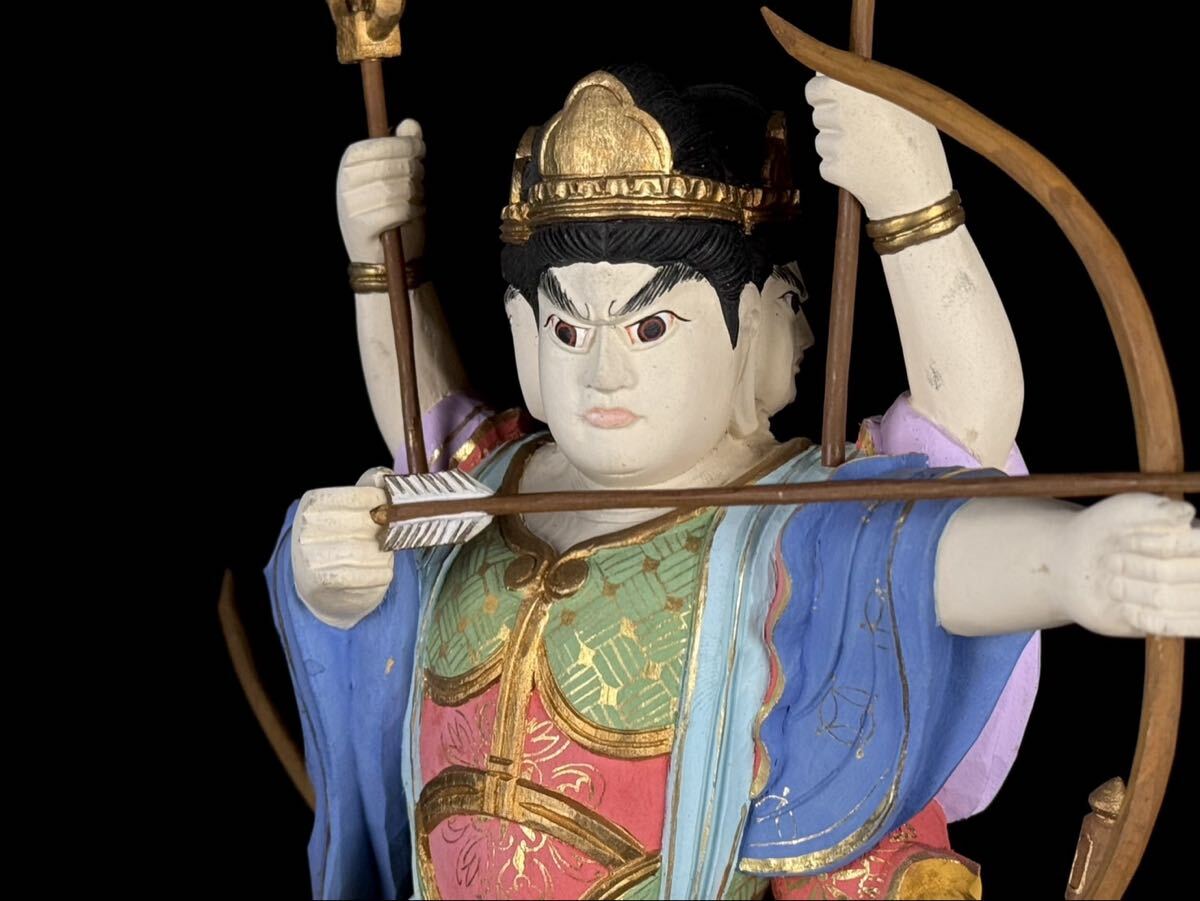 Wooden Polychrome Marishiten (Makuri Bosatsu) — Esoteric Guardian Deity on Boar
