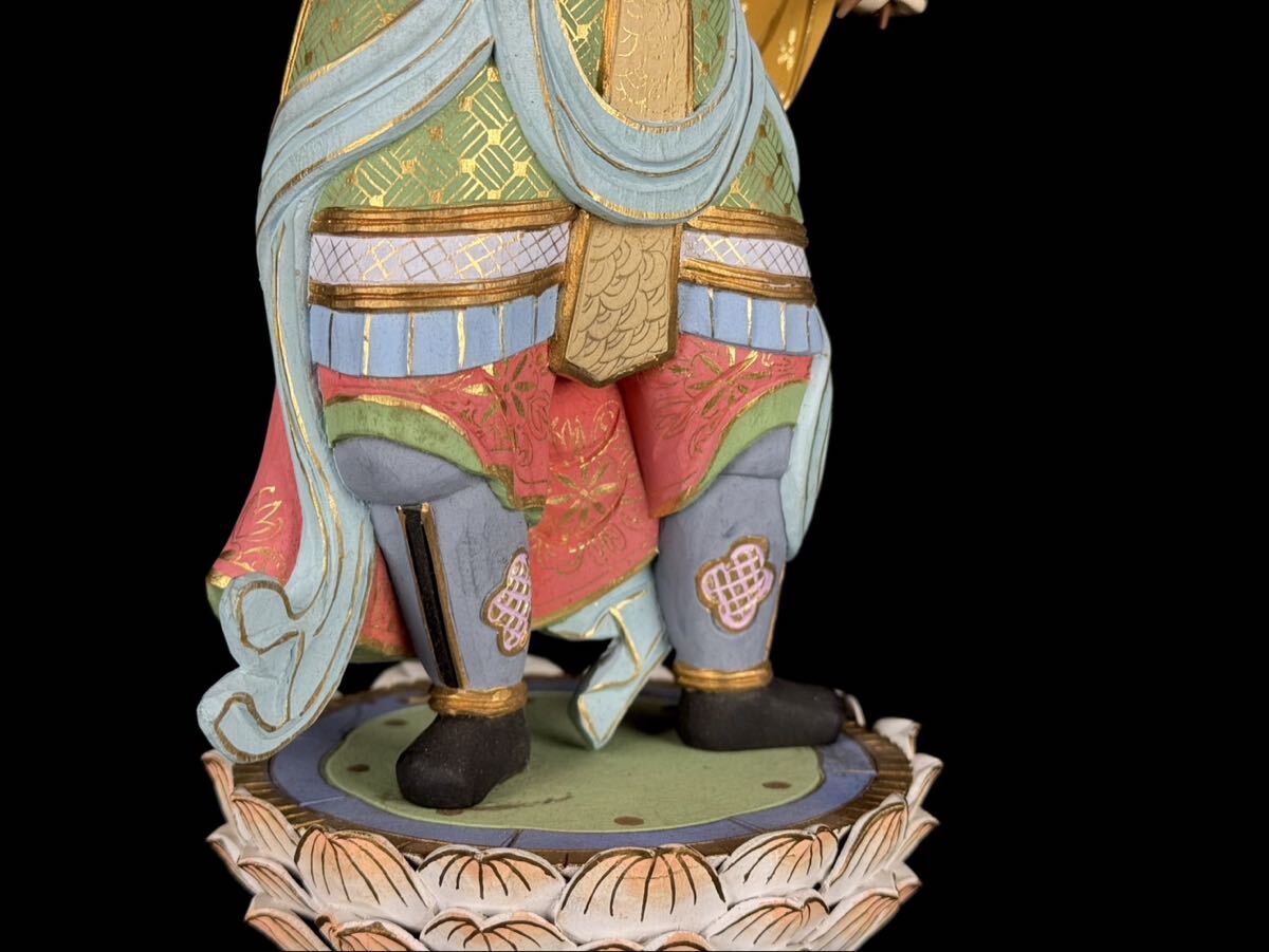 Wooden Polychrome Marishiten (Makuri Bosatsu) — Esoteric Guardian Deity on Boar