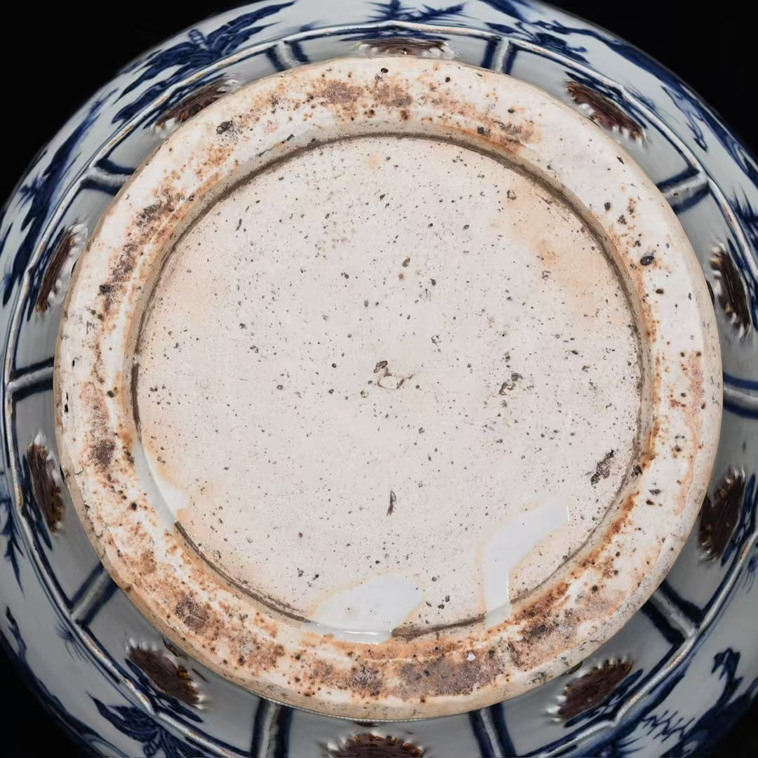 Yuan Dynasty–Style Blue & White Dragon Jar — Applied Dragon Handles & Lid — Monumental 40 cm Classical Revival Vessel