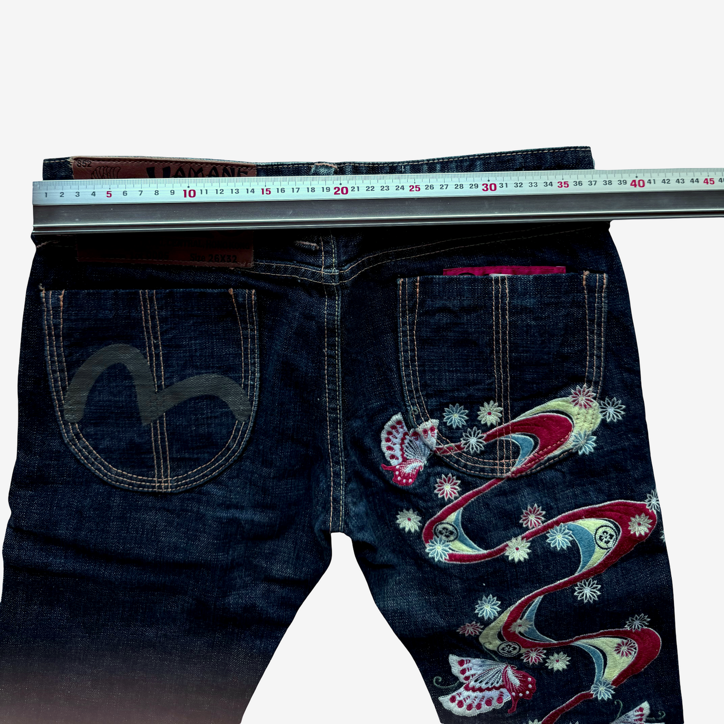 Vintage EVISU Donna Butterfly Embroidered Jeans 26x32 Yamane Japanese Y2K Wagara Denim Women