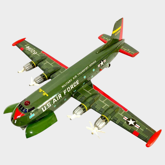 Yonezawa Toy Large MATS U.S. Air Force Transport Plane | 1960s Battery Operated Tin Aircraft, Showa Era
