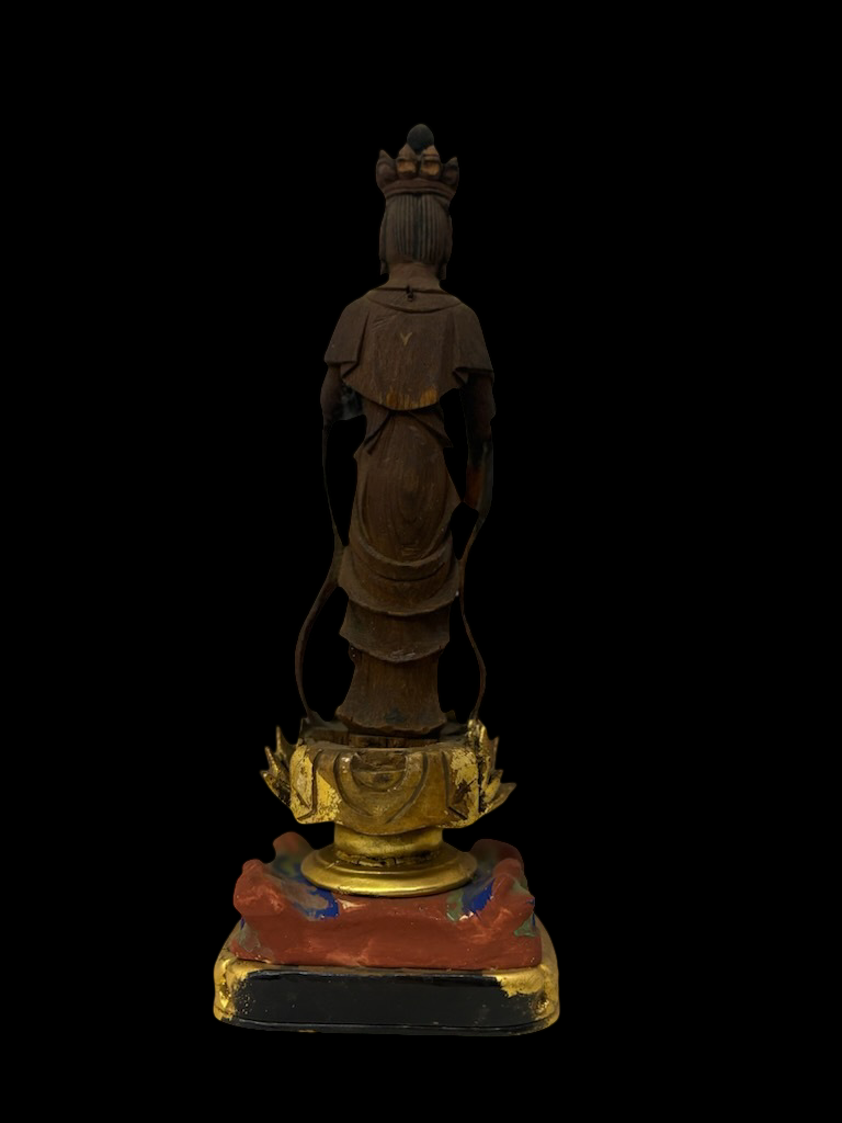 Giltwood Zushi Shrine with Wooden Kannon Bosatsu | Gilded Interior, Edo–Meiji Period | Japanese Buddhist Altar Sculpture