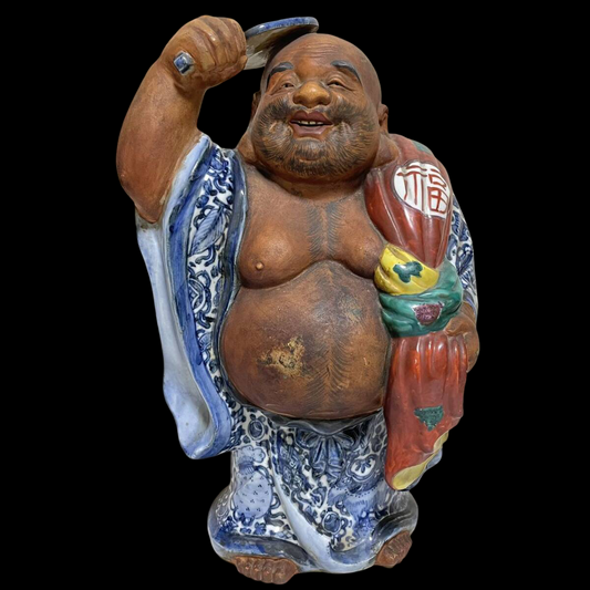Monumental Kutani Ware Hotei Sama Buddha Figure Statue | Seven Gods of Fortune | Ceramic Sculpture