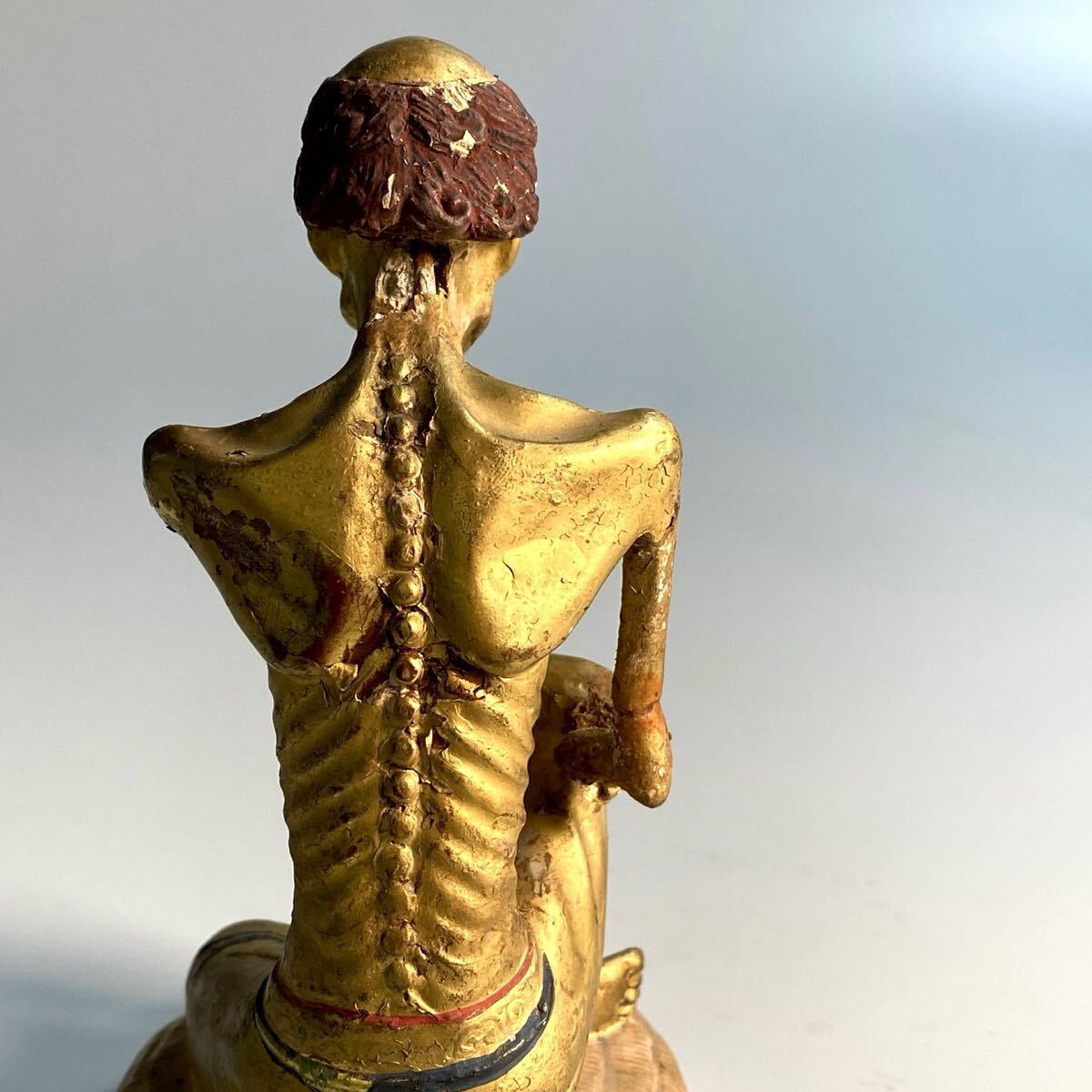 Walking Shaka Nyorai Mini Zushi Shrine (12 cm Figure) | Gilt Polychrome Buddhist Icon | Edo–Meiji Era Domestic Devotion