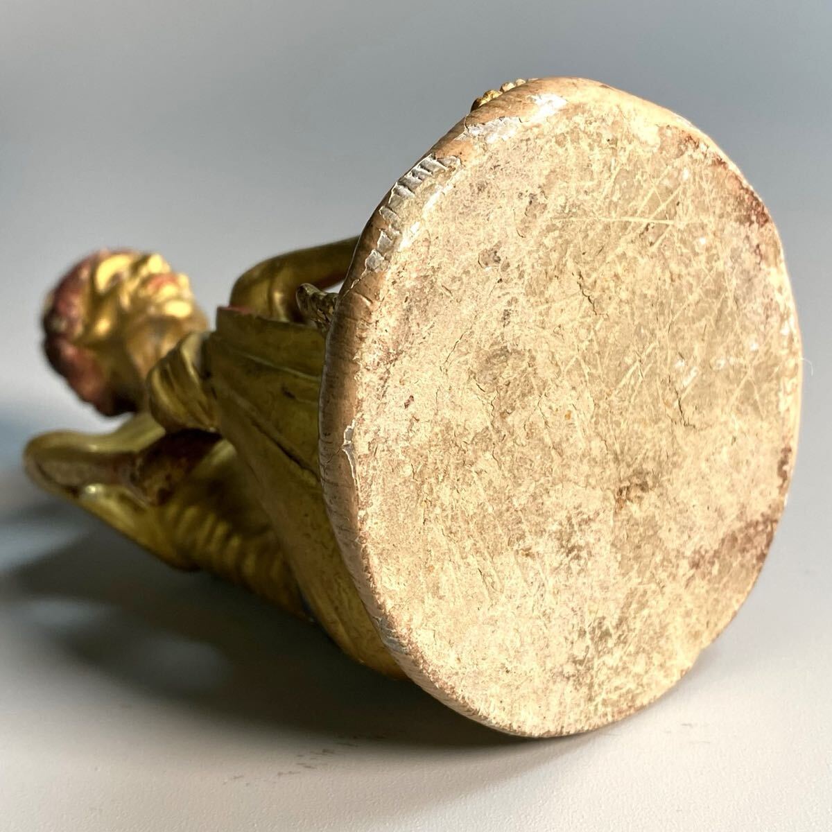 Walking Shaka Nyorai Mini Zushi Shrine (12 cm Figure) | Gilt Polychrome Buddhist Icon | Edo–Meiji Era Domestic Devotion