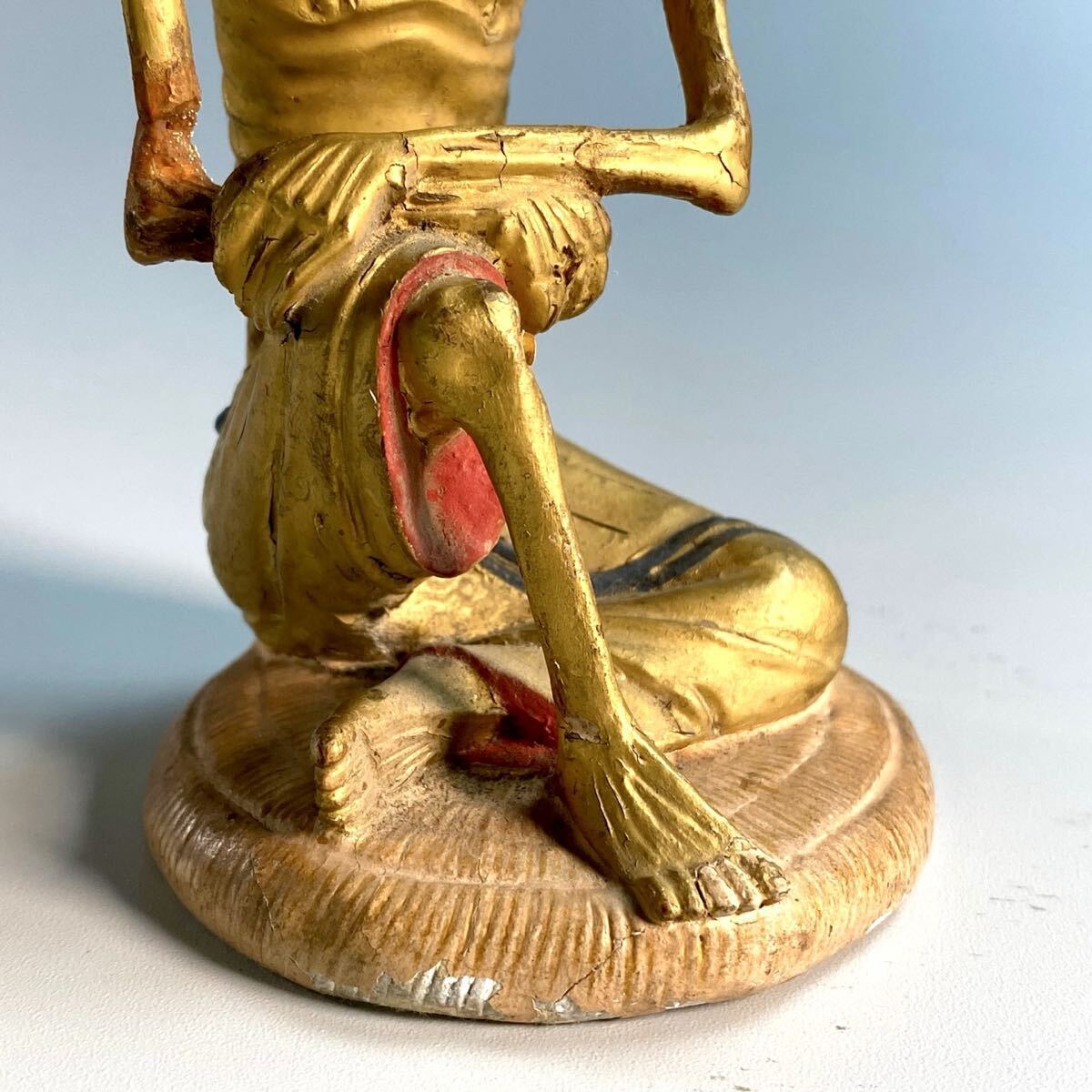 Walking Shaka Nyorai Mini Zushi Shrine (12 cm Figure) | Gilt Polychrome Buddhist Icon | Edo–Meiji Era Domestic Devotion