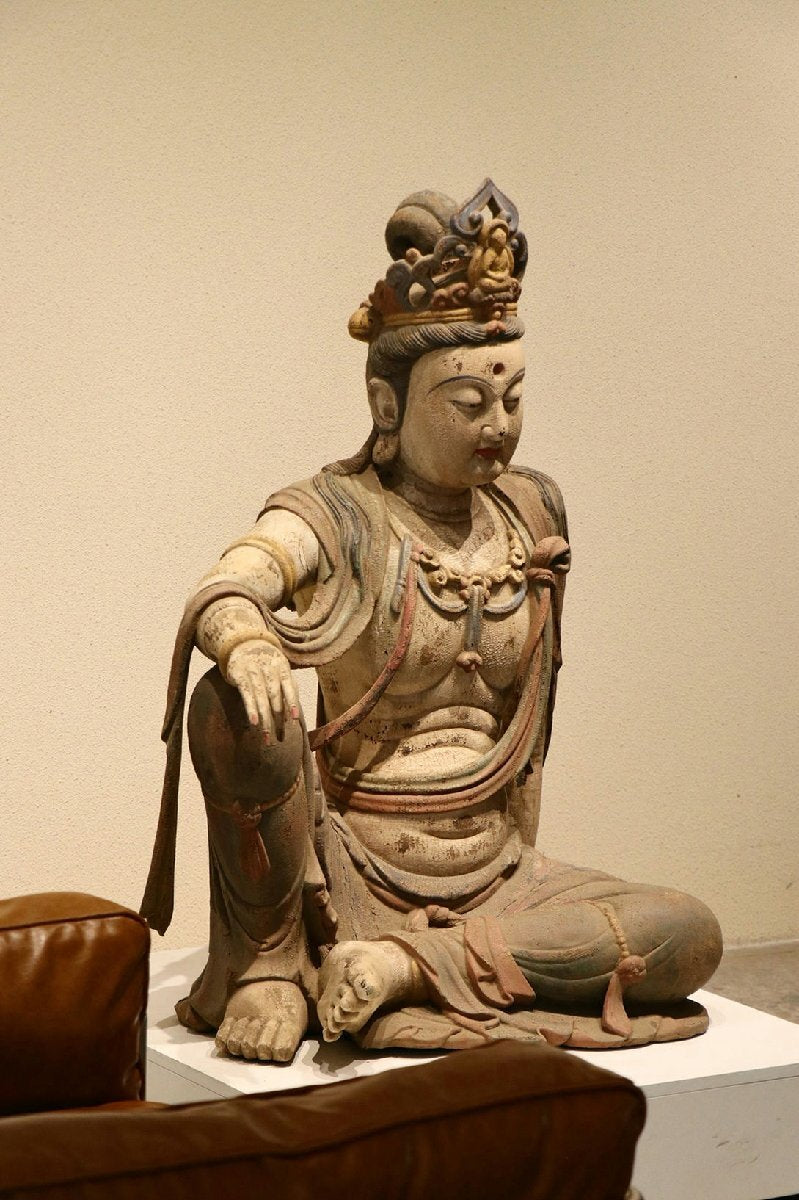 Chinese Buddhist Zizai Guanyin (Jizai Kannon / Avalokiteshvara) Buddha Statue, Monumental Camphor Wood Sculpture, Song Dynasty Style Temple Image (Antique, 100+ Years)