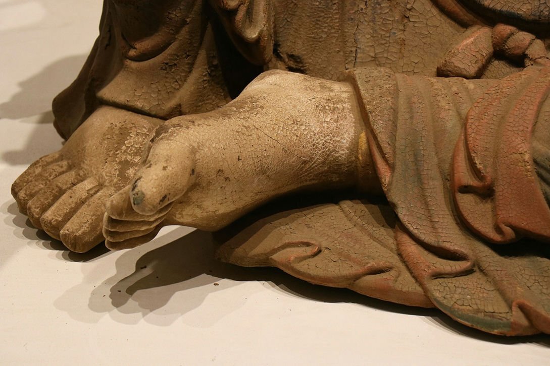 Chinese Buddhist Zizai Guanyin (Jizai Kannon / Avalokiteshvara) Buddha Statue, Monumental Camphor Wood Sculpture, Song Dynasty Style Temple Image (Antique, 100+ Years)