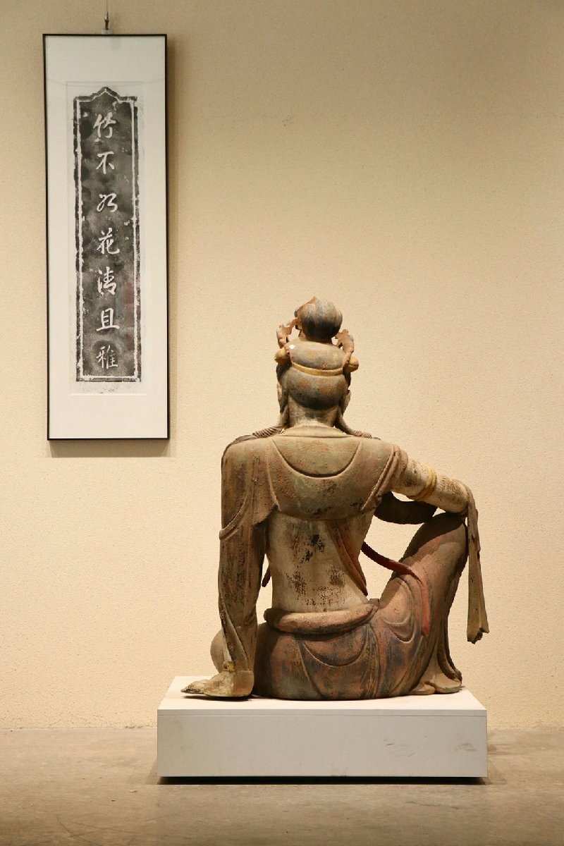 Chinese Buddhist Zizai Guanyin (Jizai Kannon / Avalokiteshvara) Buddha Statue, Monumental Camphor Wood Sculpture, Song Dynasty Style Temple Image (Antique, 100+ Years)