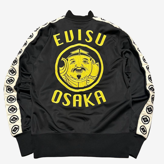 EVISU YAMANE Ebisu Osaka Japan Kamon Track Jacket Black Gold Embroidery Size M | Rare Japanese Streetwear