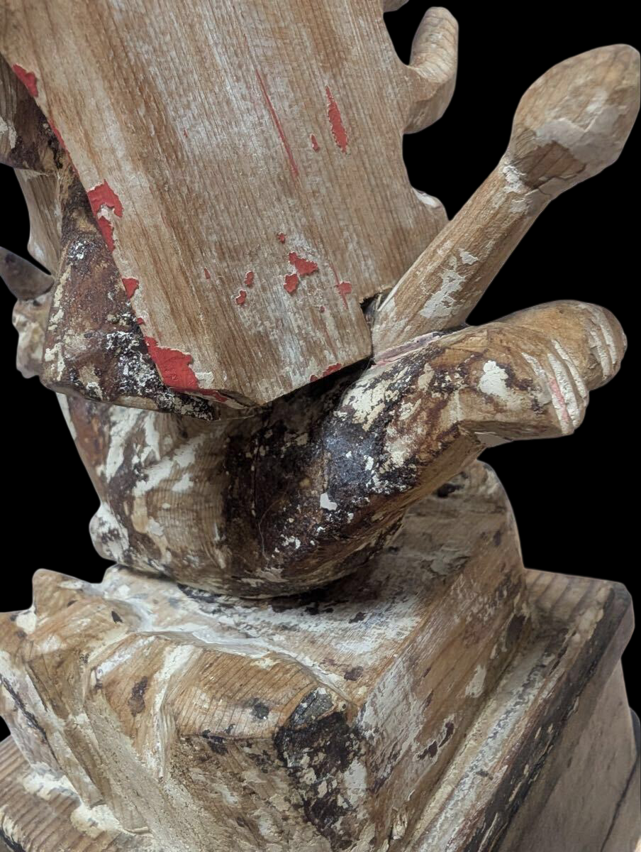 Muromachi Period Wooden Bishamonten Statue | Standing Tamonten | Early Buddhist Guardian Sculpture 33cm