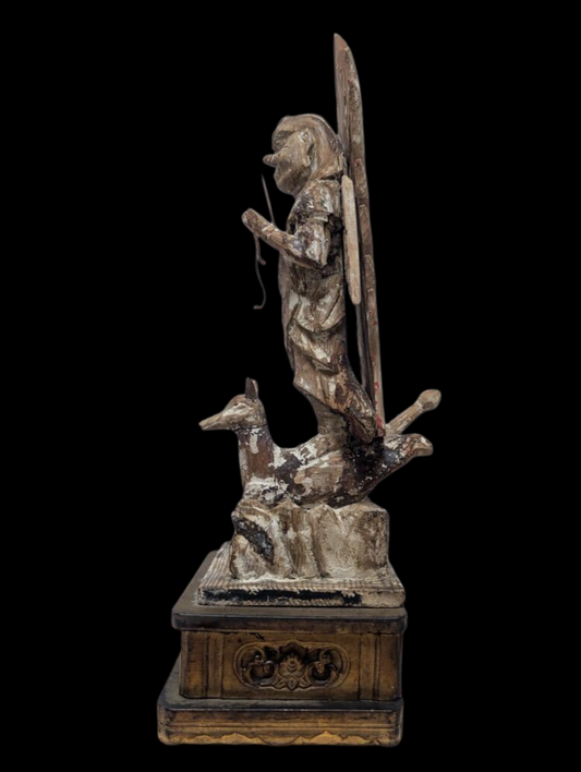 Muromachi Period Wooden Bishamonten Statue | Standing Tamonten | Early Buddhist Guardian Sculpture 33cm