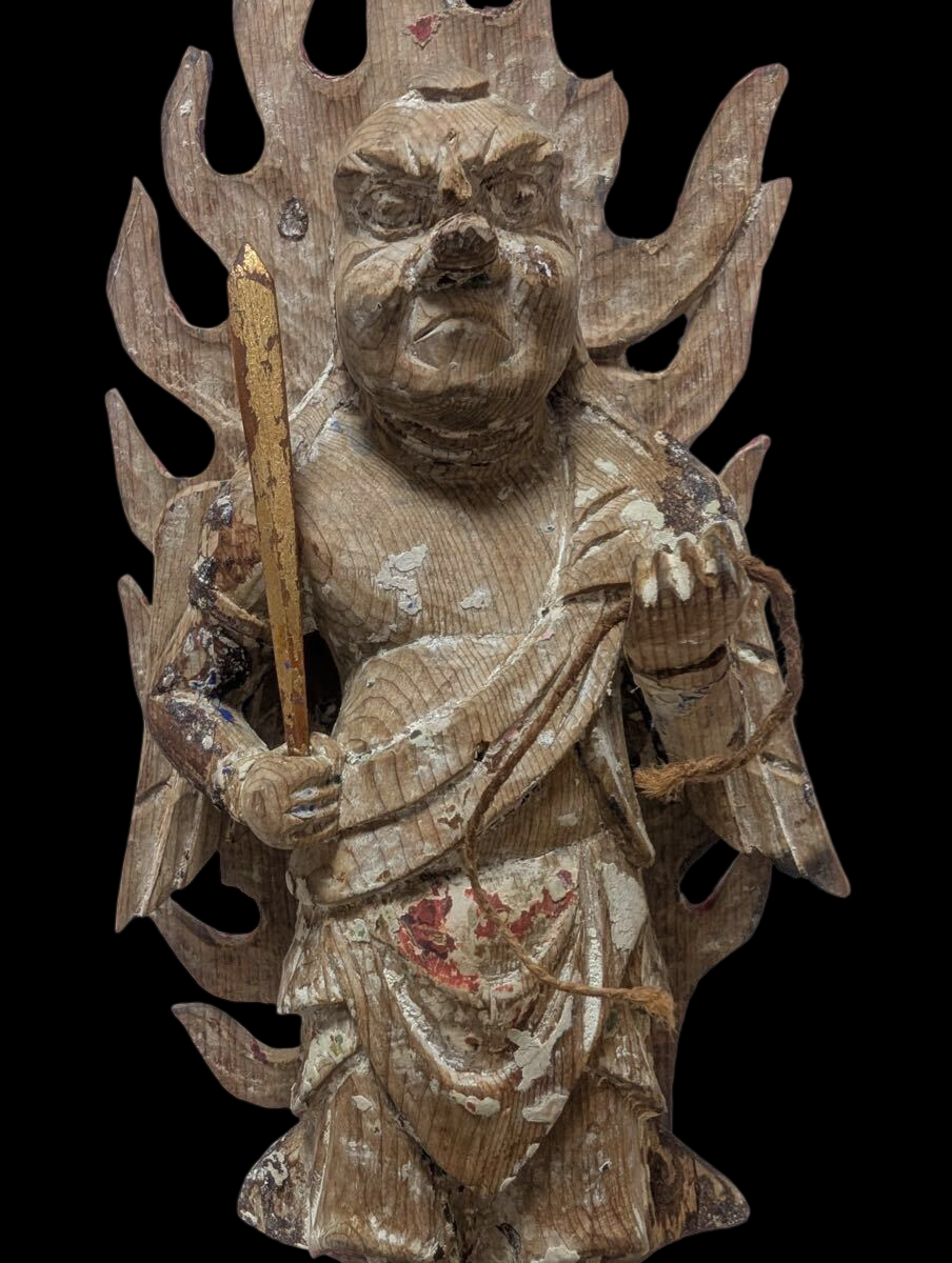 Muromachi Period Wooden Bishamonten Statue | Standing Tamonten | Early Buddhist Guardian Sculpture 33cm