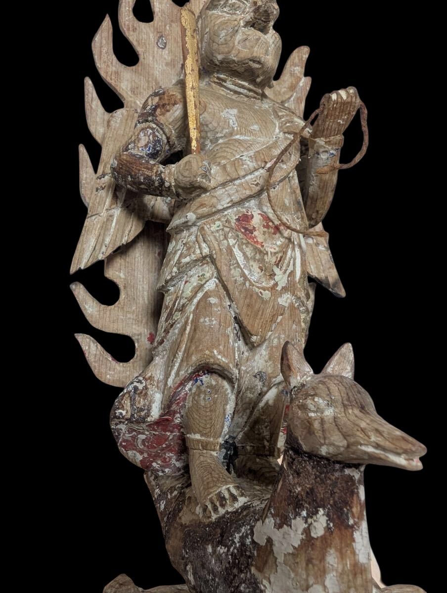 Muromachi Period Wooden Bishamonten Statue | Standing Tamonten | Early Buddhist Guardian Sculpture 33cm