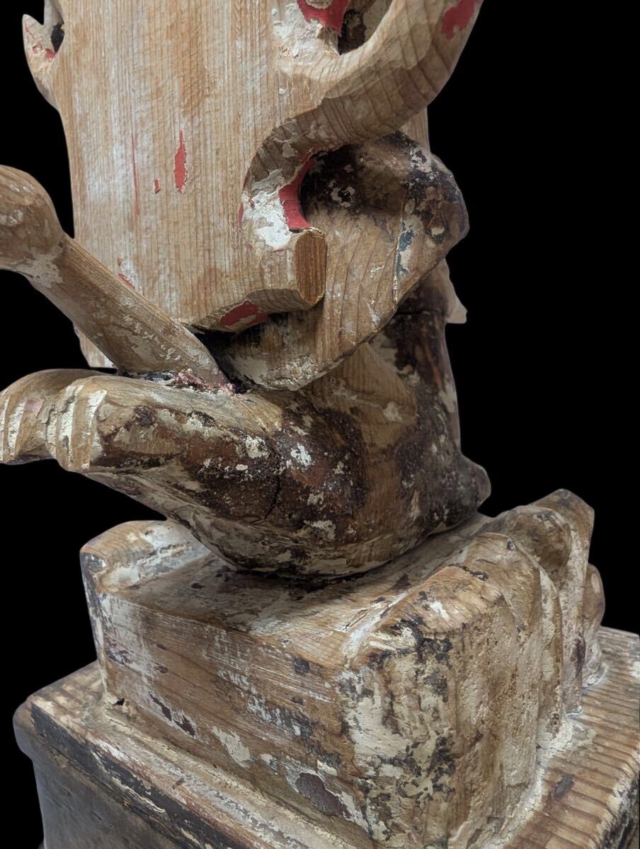 Muromachi Period Wooden Bishamonten Statue | Standing Tamonten | Early Buddhist Guardian Sculpture 33cm