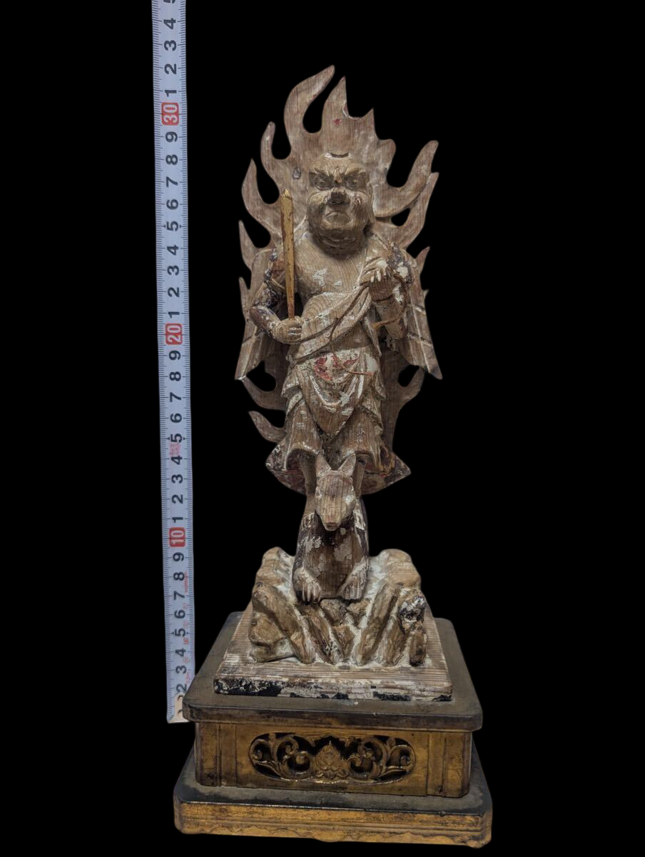 Muromachi Period Wooden Bishamonten Statue | Standing Tamonten | Early Buddhist Guardian Sculpture 33cm