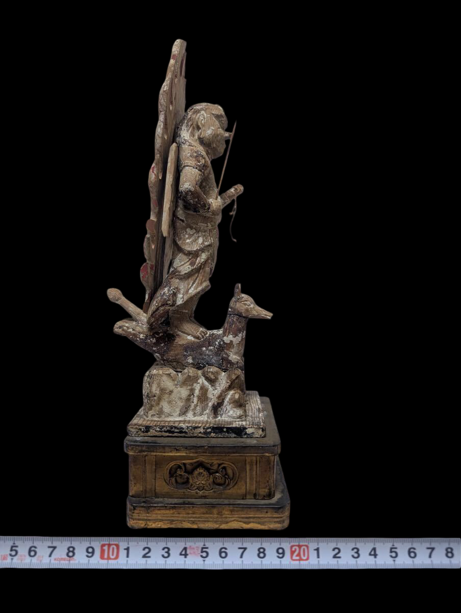 Muromachi Period Wooden Bishamonten Statue | Standing Tamonten | Early Buddhist Guardian Sculpture 33cm