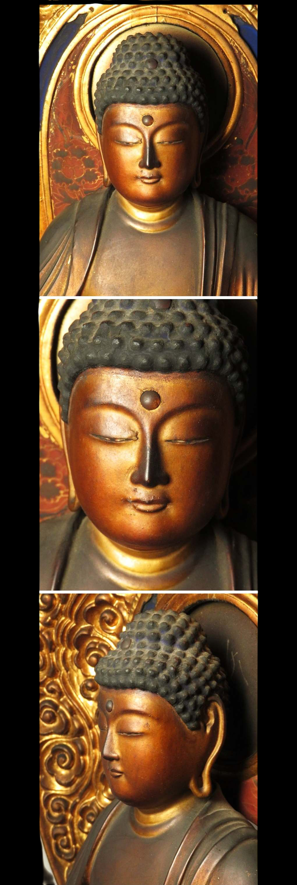 Important Edo Period Giltwood Seated Amida Nyorai with Gyokugan (Glass eyes) — 60 cm Temple-Style Buddhist Statue