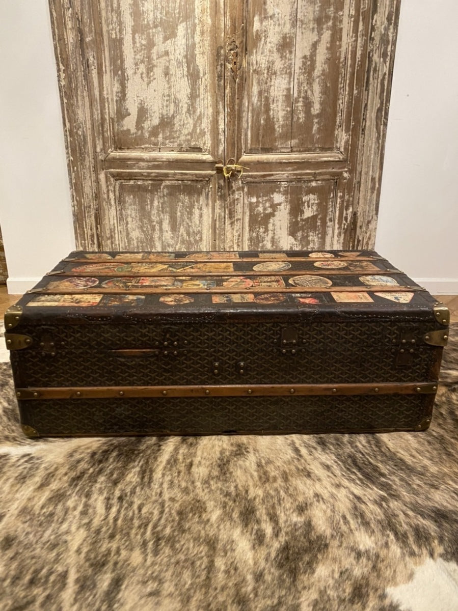 Goyard early 1900s trunk with travel labels, view 2 of 10