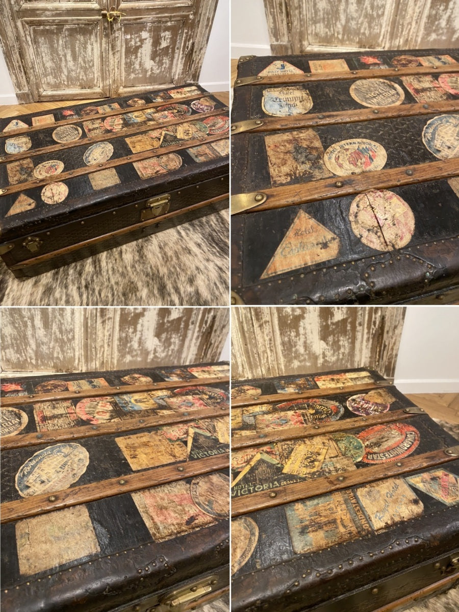 Goyard early 1900s trunk with travel labels, view 3 of 10