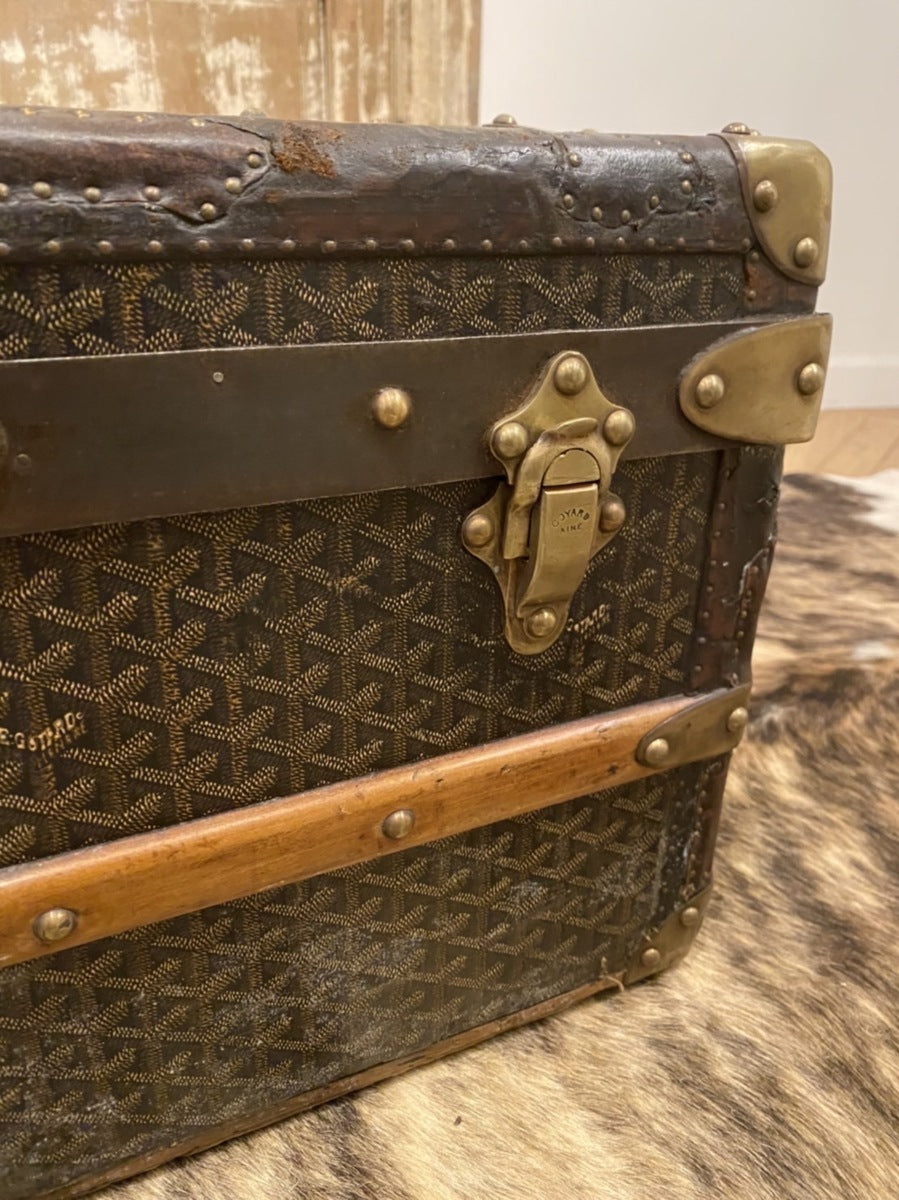 Goyard early 1900s trunk with travel labels, view 8 of 10