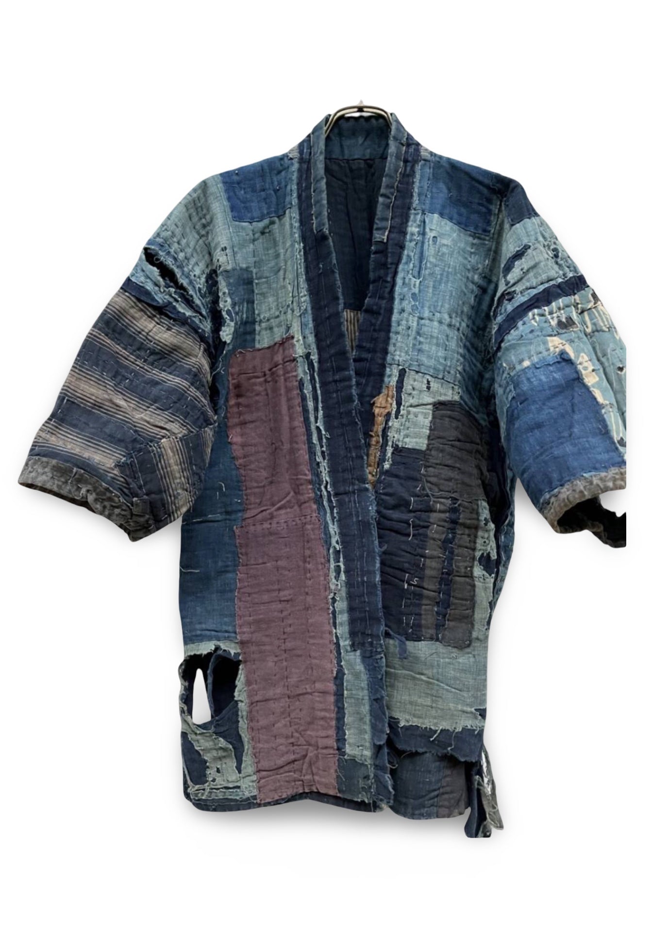 Antique Boro Noragi Jacket – Meiji–Early Shōwa Era Indigo Patchwork / Hand-Stitched Hemp & Cotton Folk Textile (100+ Years Old)