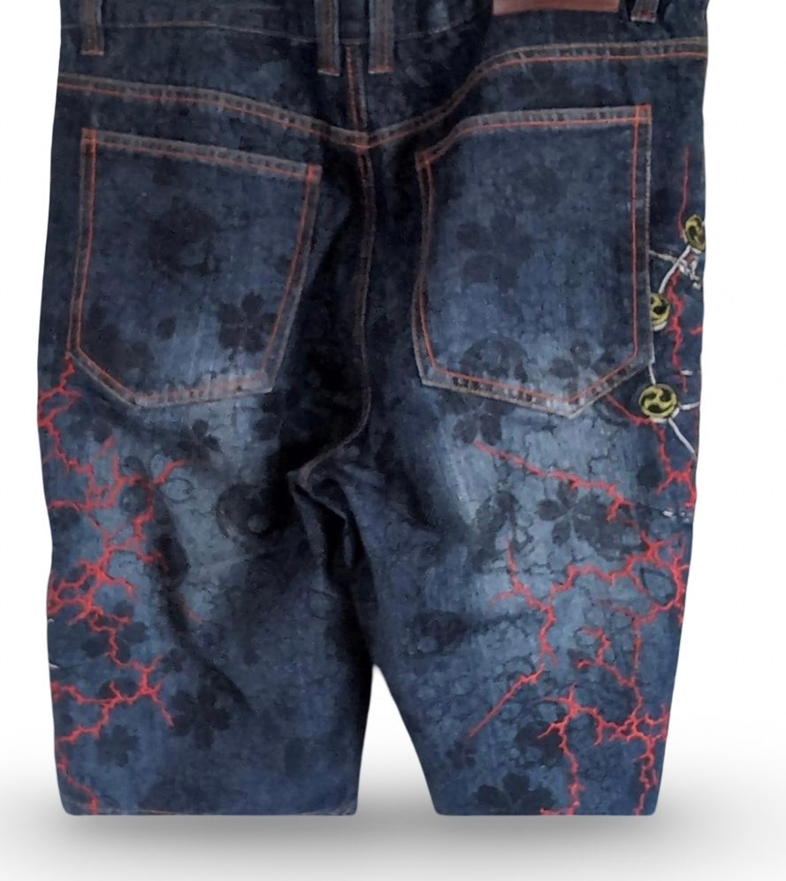 Karakuri Tamashii Fūjin & Raijin Embroidered Japanese Yakuza Denim – W40 Artwear Jeans