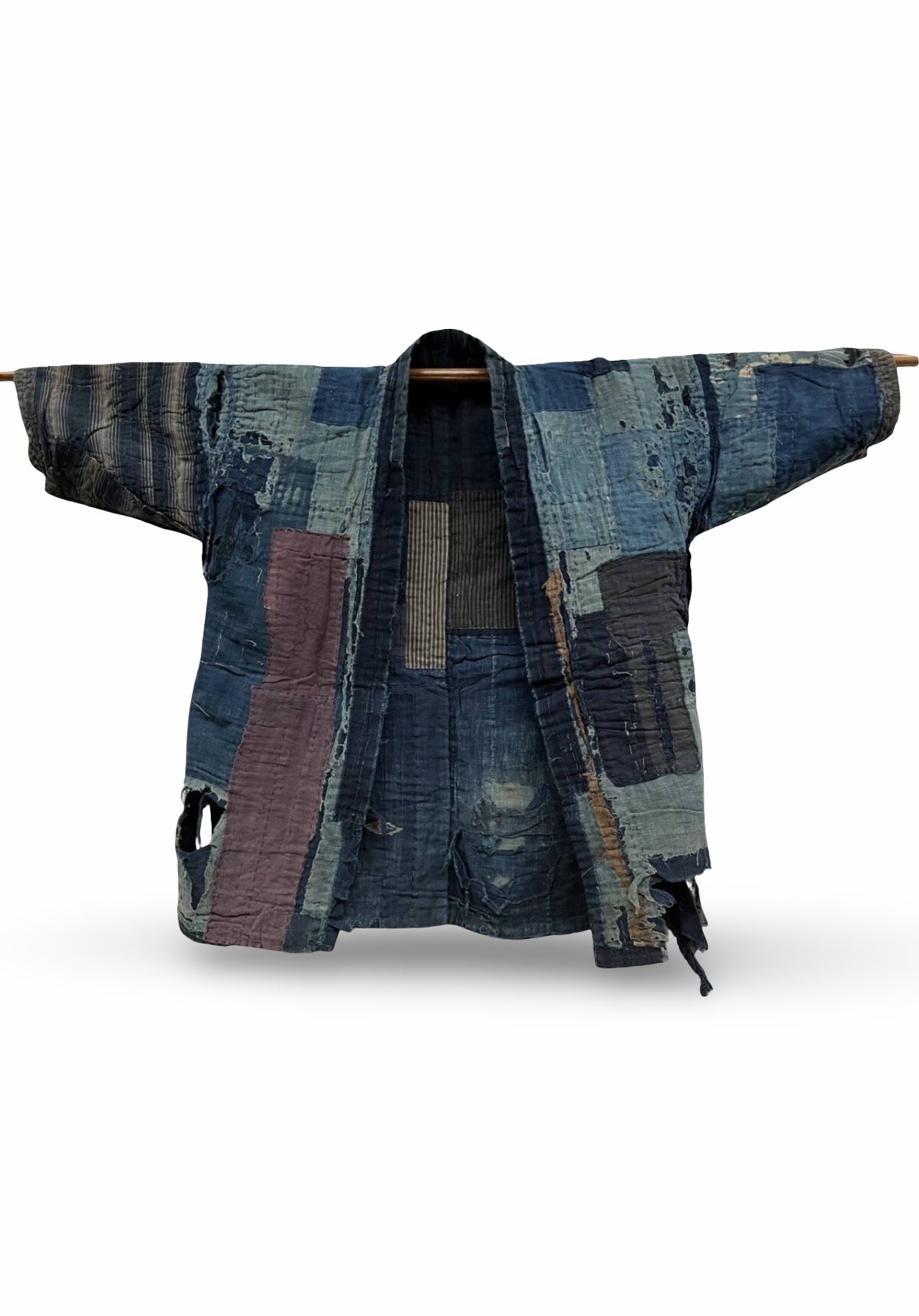 Antique Boro Noragi Jacket – Meiji–Early Shōwa Era Indigo Patchwork / Hand-Stitched Hemp & Cotton Folk Textile (100+ Years Old)