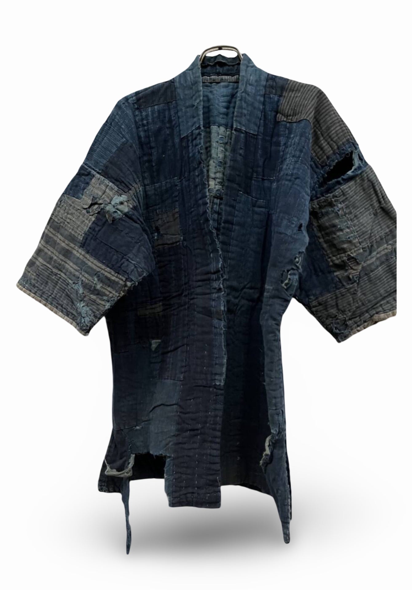Antique Boro Noragi Jacket – Meiji–Early Shōwa Era Indigo Patchwork / Hand-Stitched Hemp & Cotton Folk Textile (100+ Years Old)
