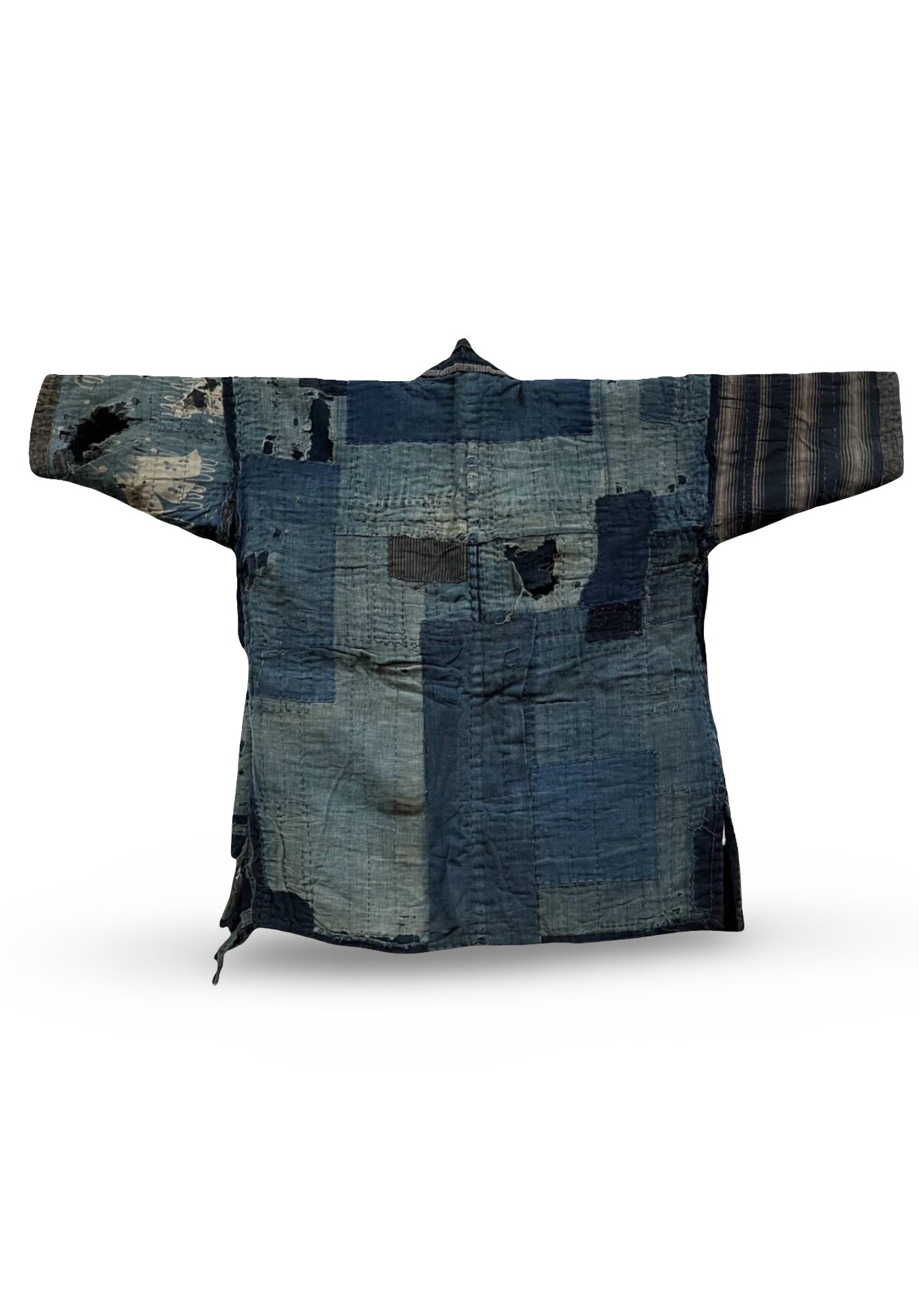 Antique Boro Noragi Jacket – Meiji–Early Shōwa Era Indigo Patchwork / Hand-Stitched Hemp & Cotton Folk Textile (100+ Years Old)