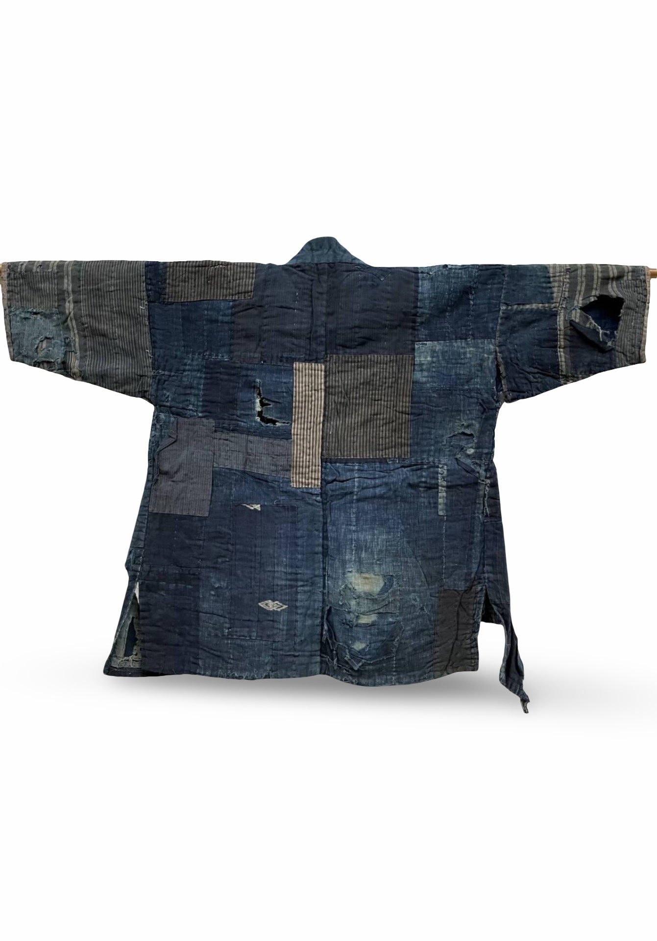 Antique Boro Noragi Jacket – Meiji–Early Shōwa Era Indigo Patchwork / Hand-Stitched Hemp & Cotton Folk Textile (100+ Years Old)