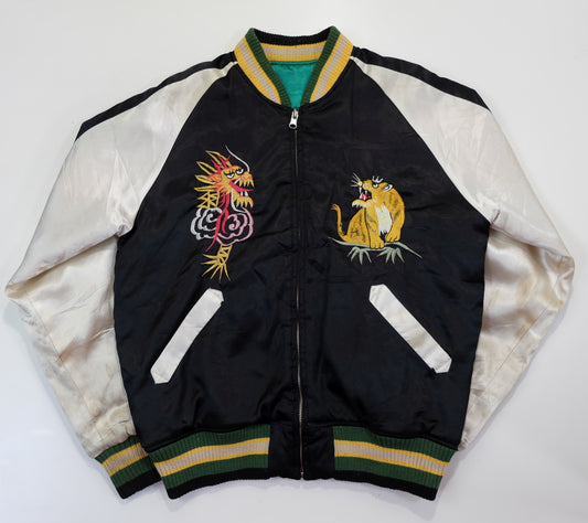 Classic Kawaii Pop Colors Vintage Japanese Japan Velvet Hawk Eagle Yellow Blue Embroidered Yokosuka Jumper Bomber Sukajan Souvenir Jacket L