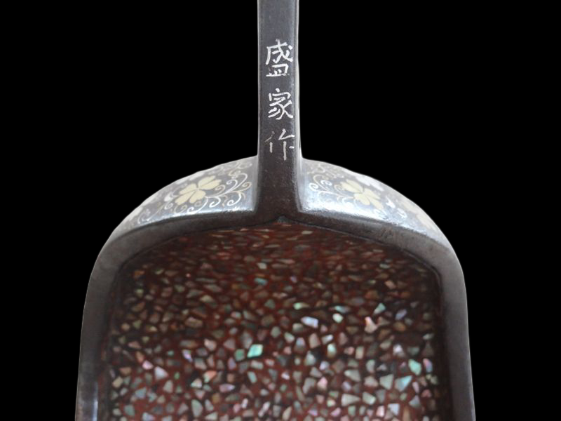 Edo Period Japanese Samurai Abumi Stirrup Pair Silver Inlay Kamon Pine Crest Signed Owari