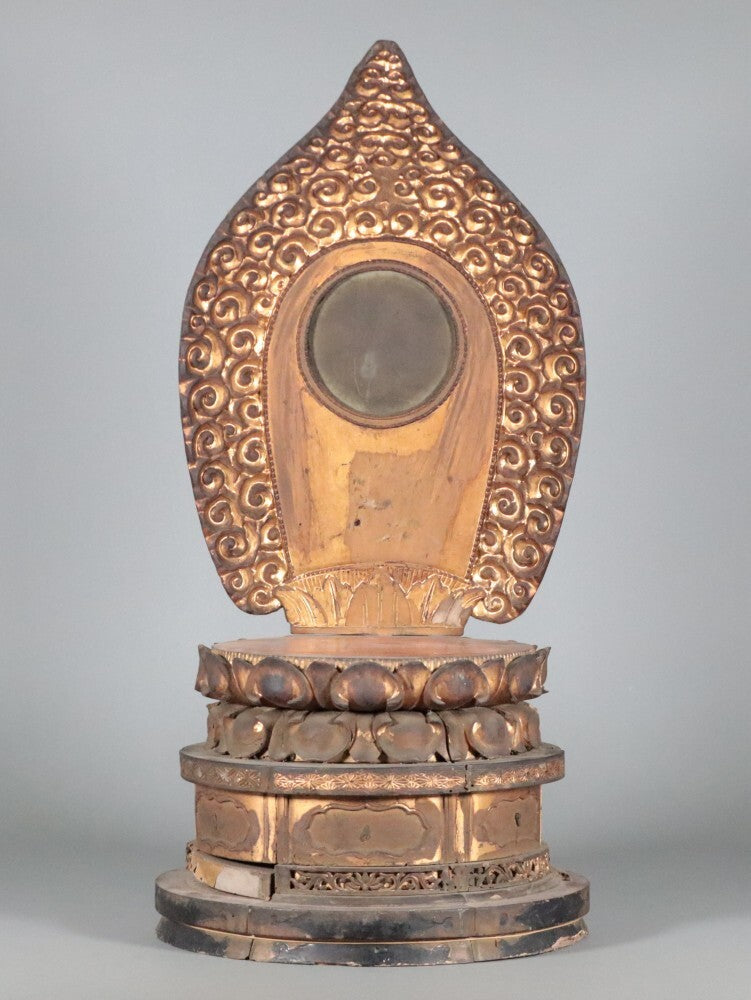 Muromachi-Period Wooden Amida Nyorai — Gilt Polychrome Seated Buddha Sculpture