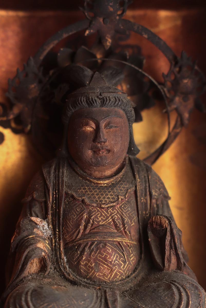 Edo‑Period Zushi Shrine with Benzaiten Statue | Gilt Wood, Painted Interior Panels | Portable Buddhist Shrine | Japan