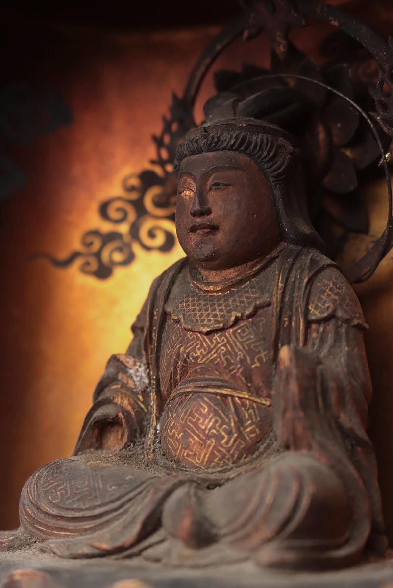 Edo‑Period Zushi Shrine with Benzaiten Statue | Gilt Wood, Painted Interior Panels | Portable Buddhist Shrine | Japan