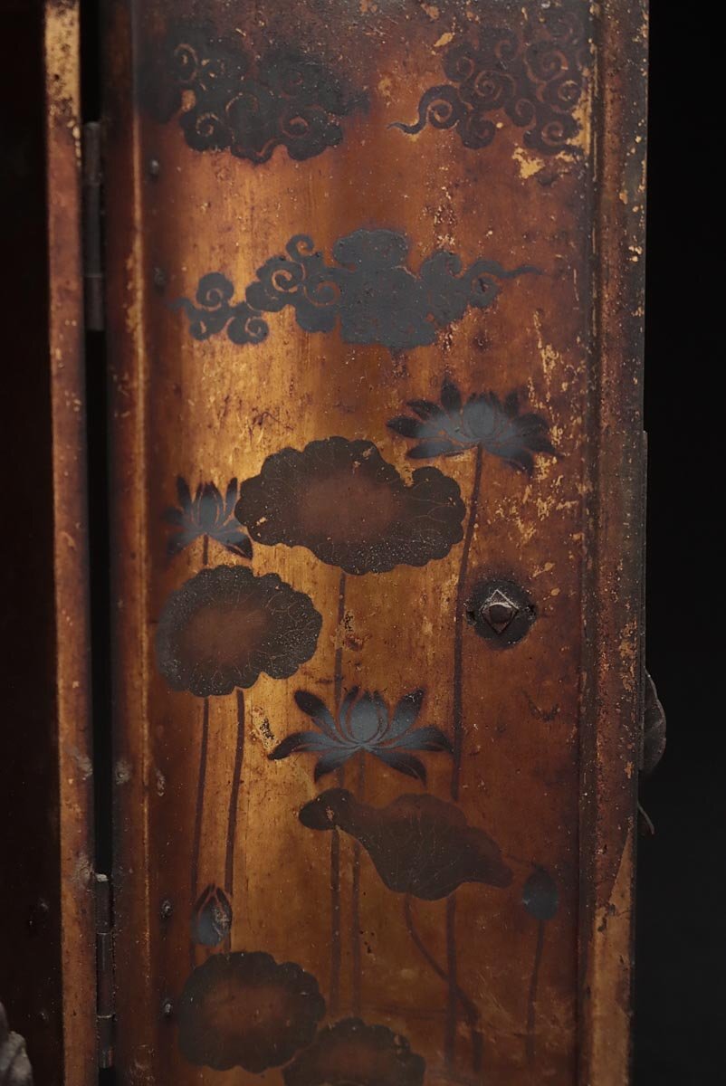 Edo‑Period Zushi Shrine with Benzaiten Statue | Gilt Wood, Painted Interior Panels | Portable Buddhist Shrine | Japan