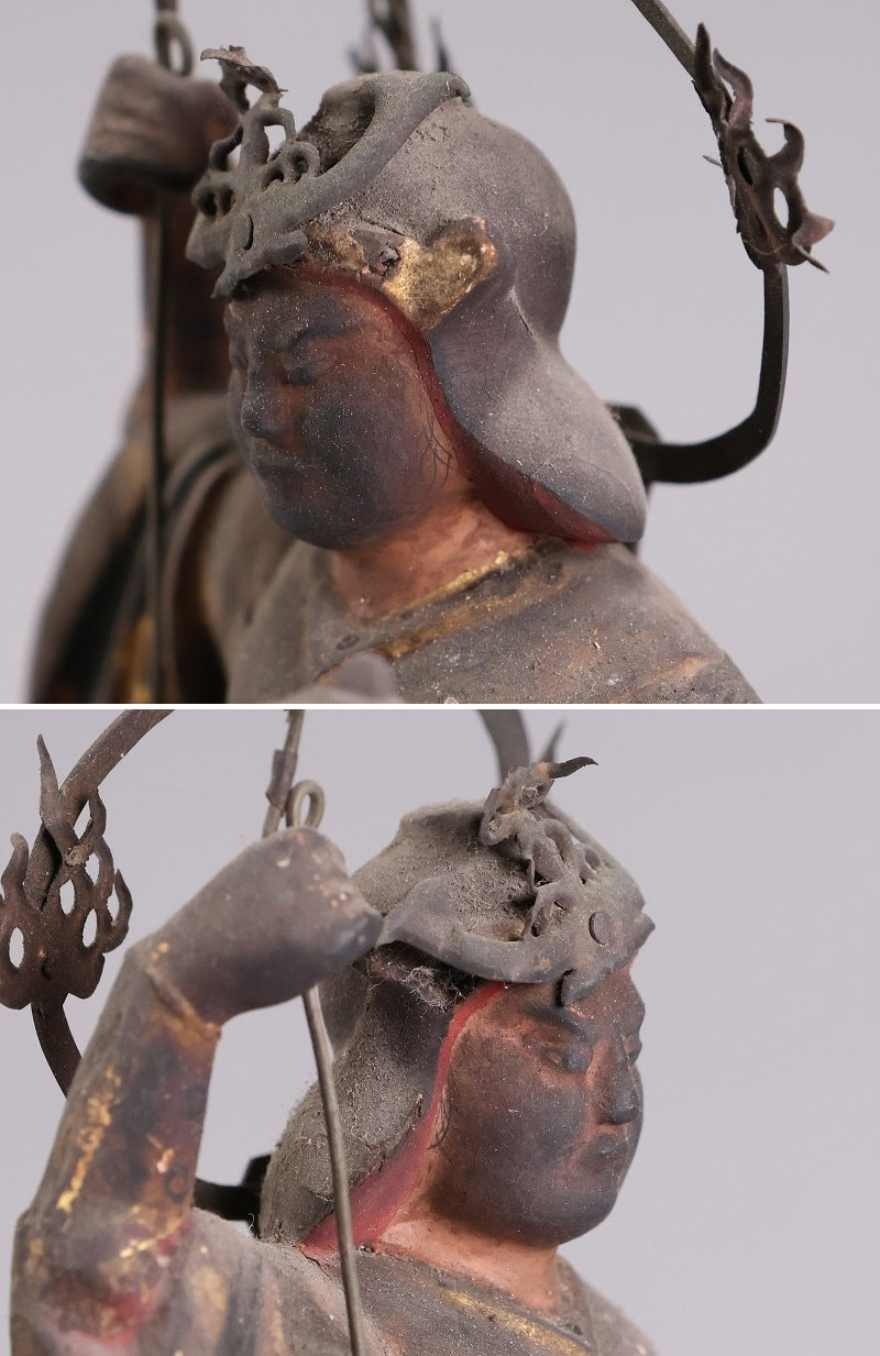 Edo-Period Attributed Bishamonten in Portable Zushi Shrine — Polychrome & Giltwood Guardian King, Temple-Grade Japanese Buddhist Sculpture