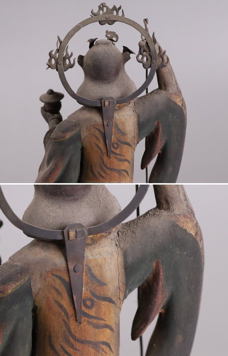 Edo-Period Attributed Bishamonten in Portable Zushi Shrine — Polychrome & Giltwood Guardian King, Temple-Grade Japanese Buddhist Sculpture