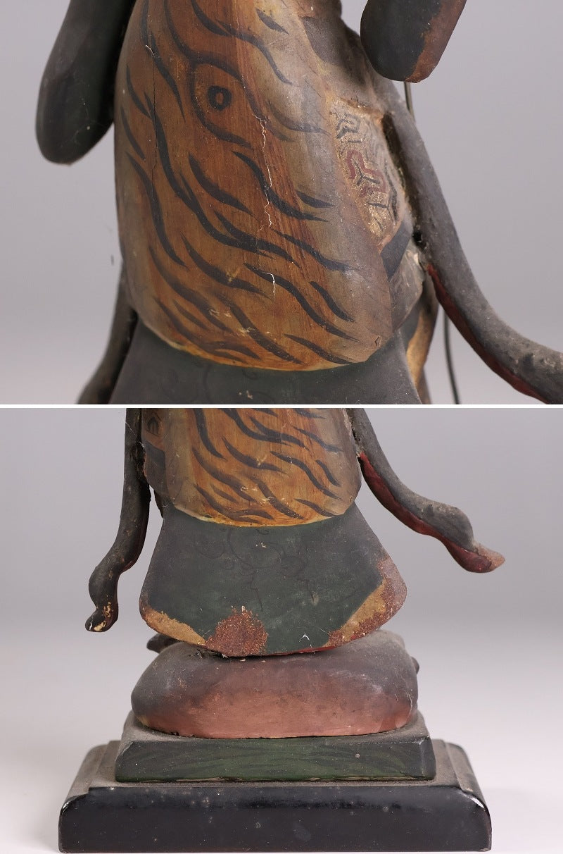 Edo-Period Attributed Bishamonten in Portable Zushi Shrine — Polychrome & Giltwood Guardian King, Temple-Grade Japanese Buddhist Sculpture