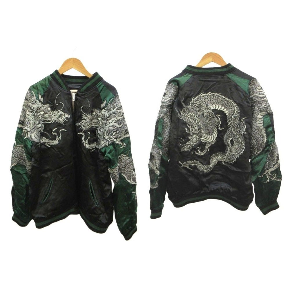Rare Deadstock Hanatabi Gakudan SCRIPT Dragon Sukajan Jacket Black Japanese Embroidered Reversible Souvenir Jacket XL