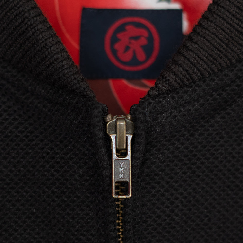 Dope Japonista Japonisme Japonesque Ukiyoe Style Botan Toro Peony Lantern Embroidered Sukajan Jacket Black M L XL (Black)