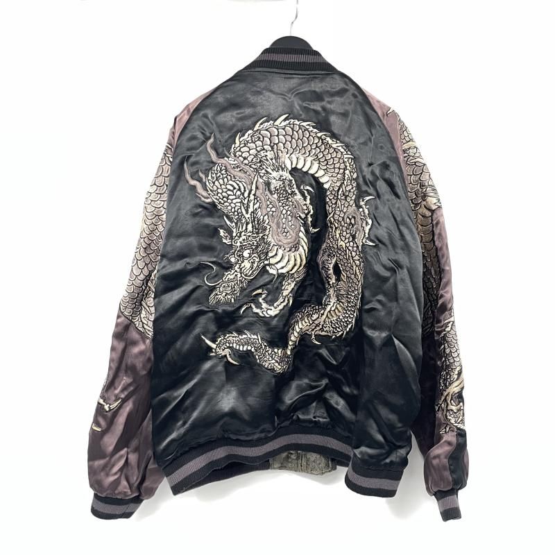 Rare Deadstock Hanatabi Gakudan SCRIPT Dragon Sukajan Jacket Black Japanese Embroidered Reversible Souvenir Jacket XL