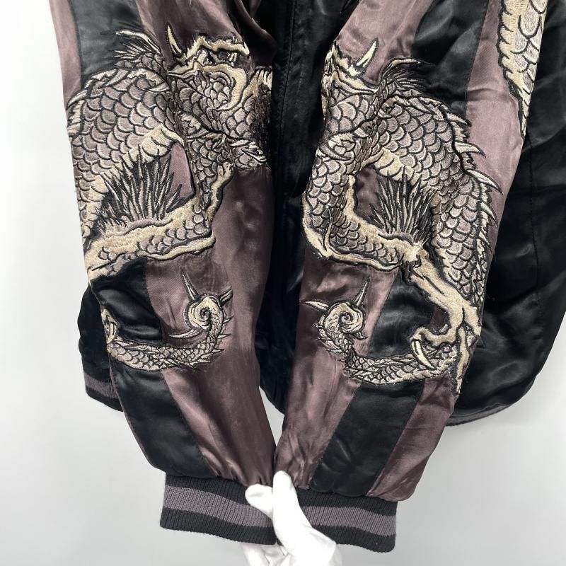 Rare Deadstock Hanatabi Gakudan SCRIPT Dragon Sukajan Jacket Black Japanese Embroidered Reversible Souvenir Jacket XL