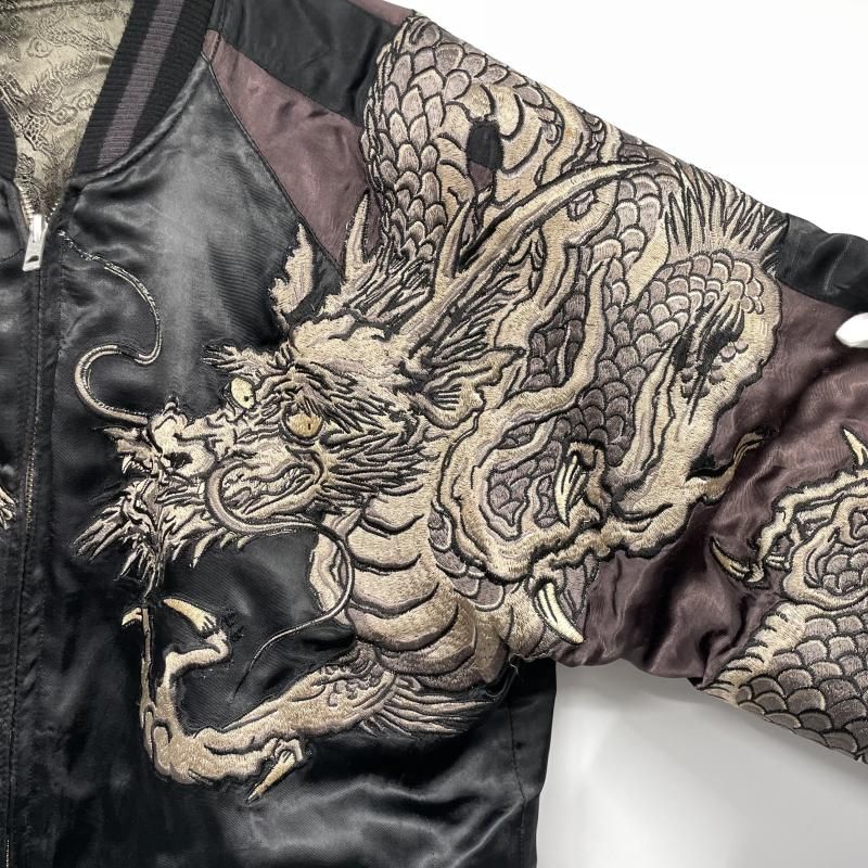 Rare Deadstock Hanatabi Gakudan SCRIPT Dragon Sukajan Jacket Black Japanese Embroidered Reversible Souvenir Jacket XL
