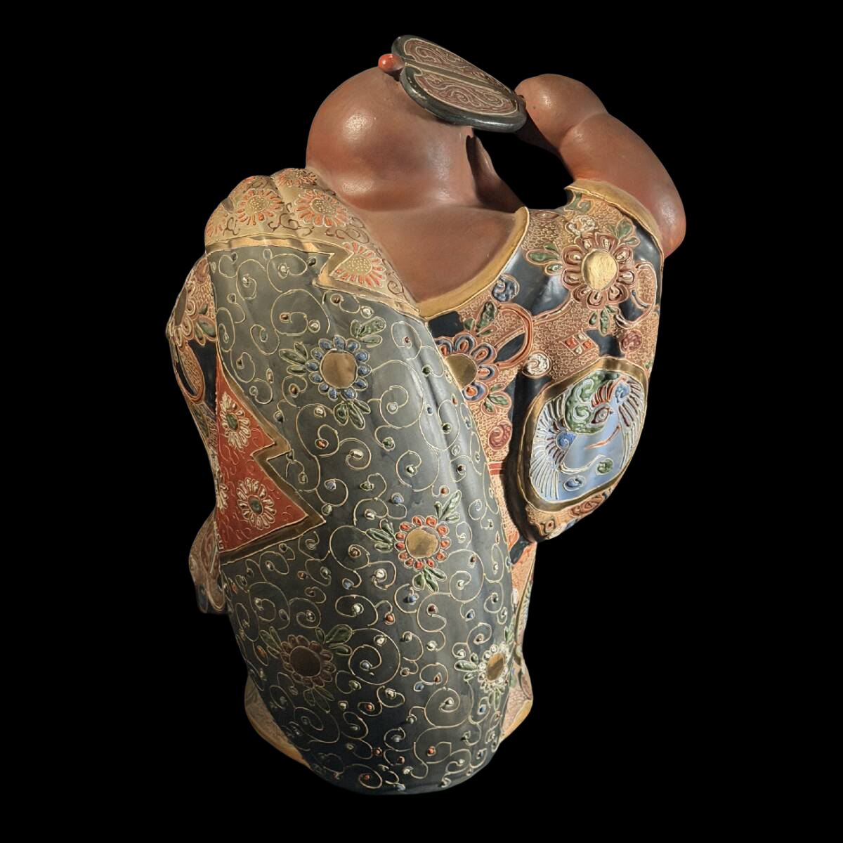 Kutani Ware Hotei Figure | Seven Gods of Fortune | Gilded Polychrome Ceramic Sculpture | Approx. 38 cm