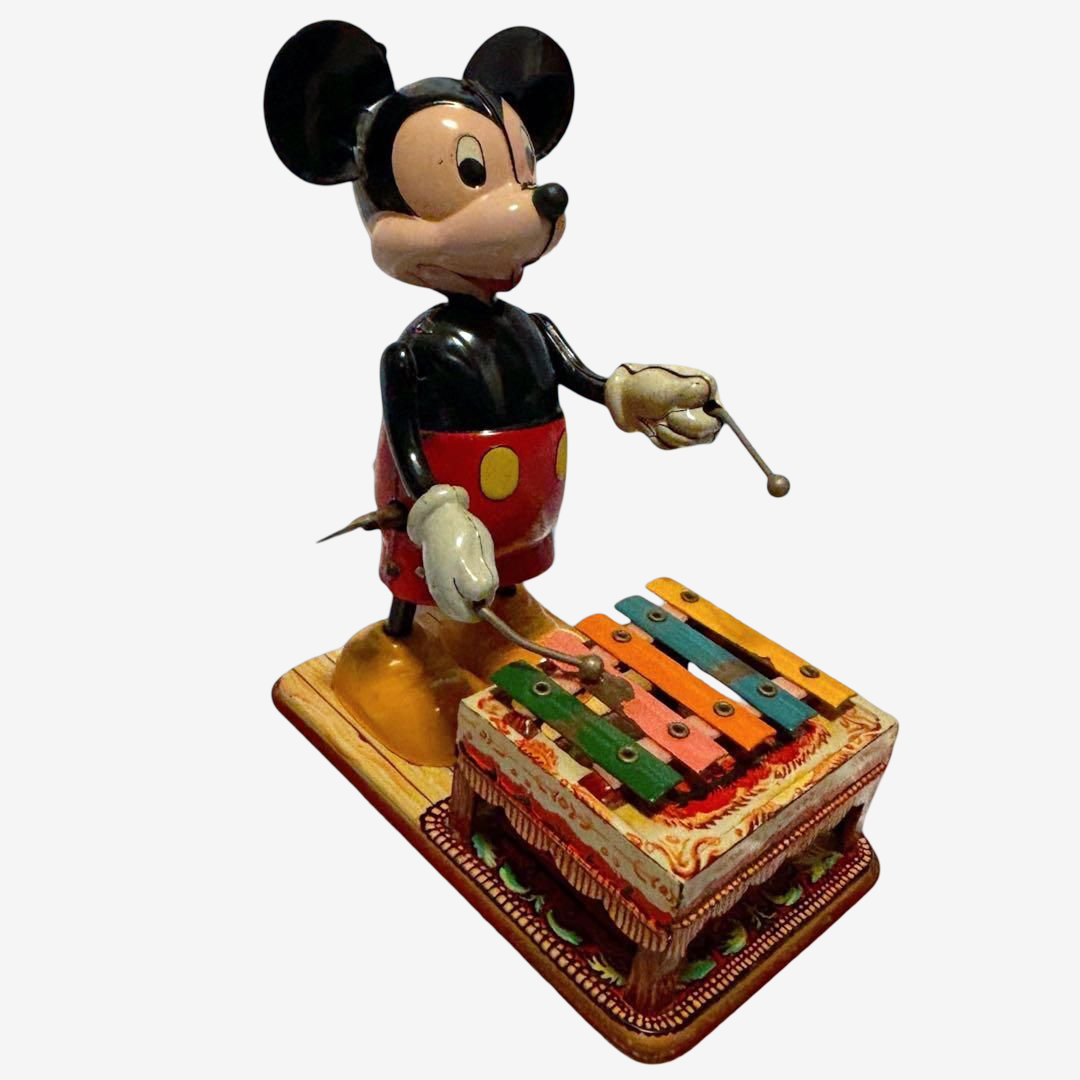 Linemar / Marx Mickey Mouse Xylophone Player · Walt Disney Productions · Wind-Up Tin Mechanical Toy · Japan, 1950s