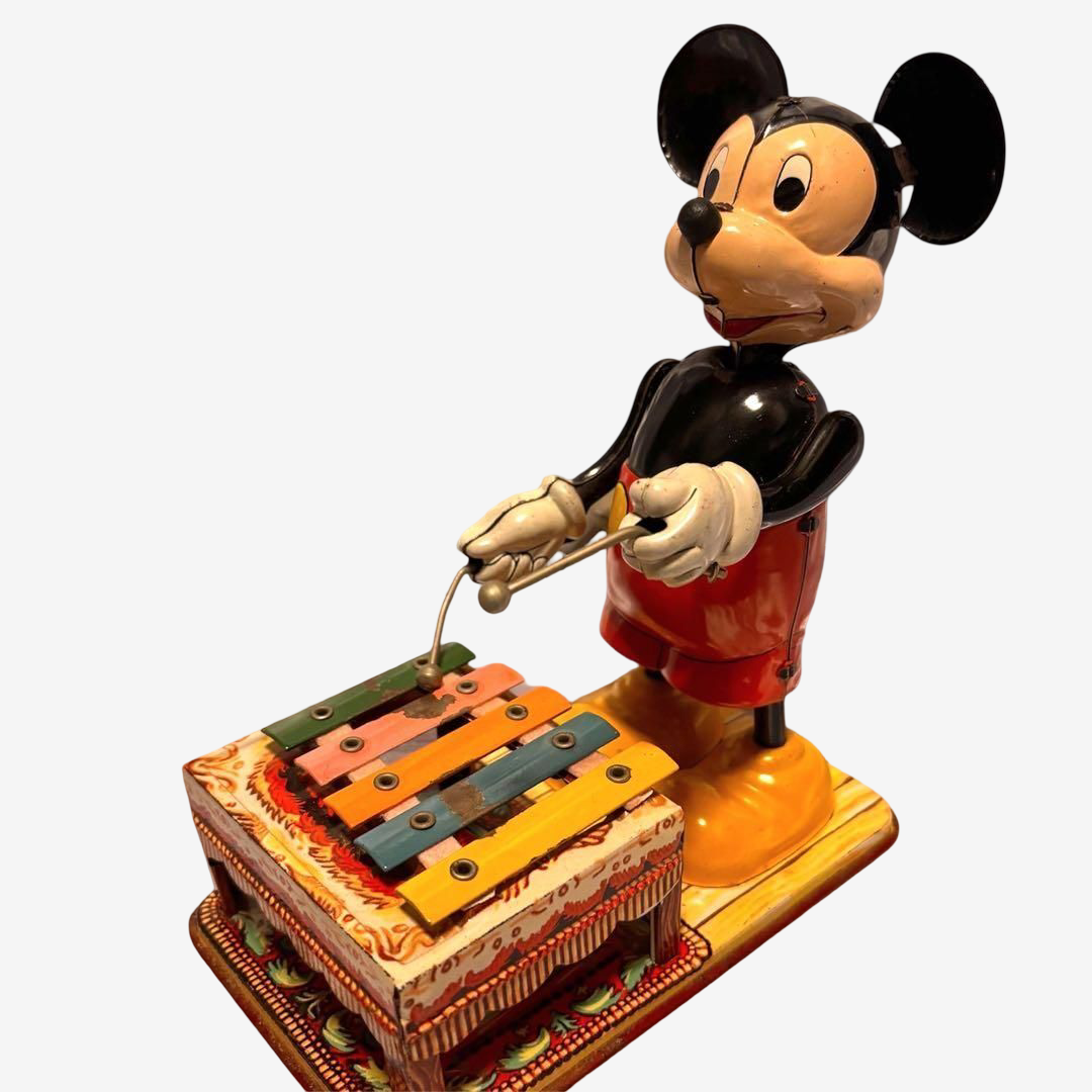 Linemar / Marx Mickey Mouse Xylophone Player · Walt Disney Productions · Wind-Up Tin Mechanical Toy · Japan, 1950s