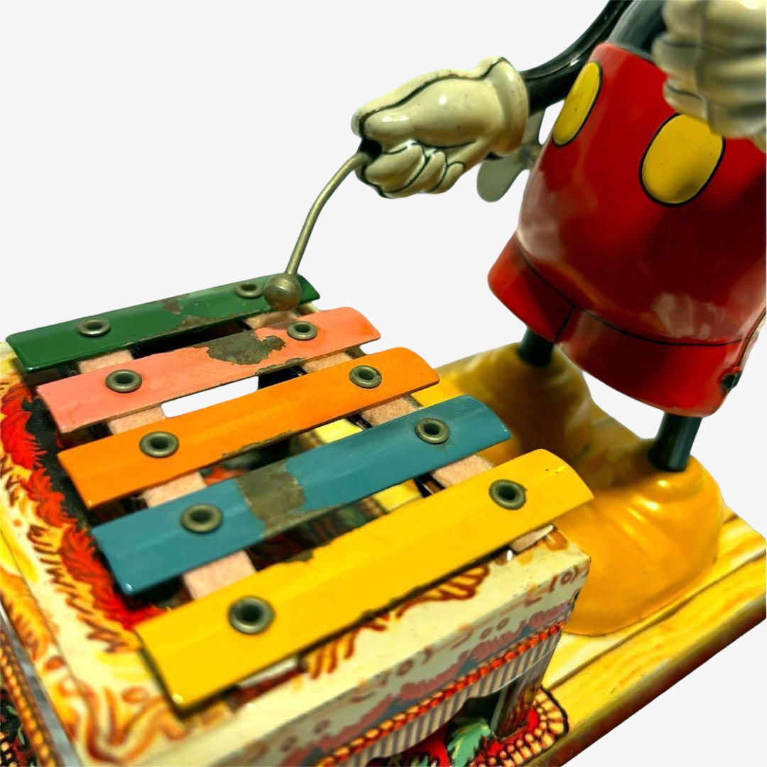 Linemar / Marx Mickey Mouse Xylophone Player · Walt Disney Productions · Wind-Up Tin Mechanical Toy · Japan, 1950s