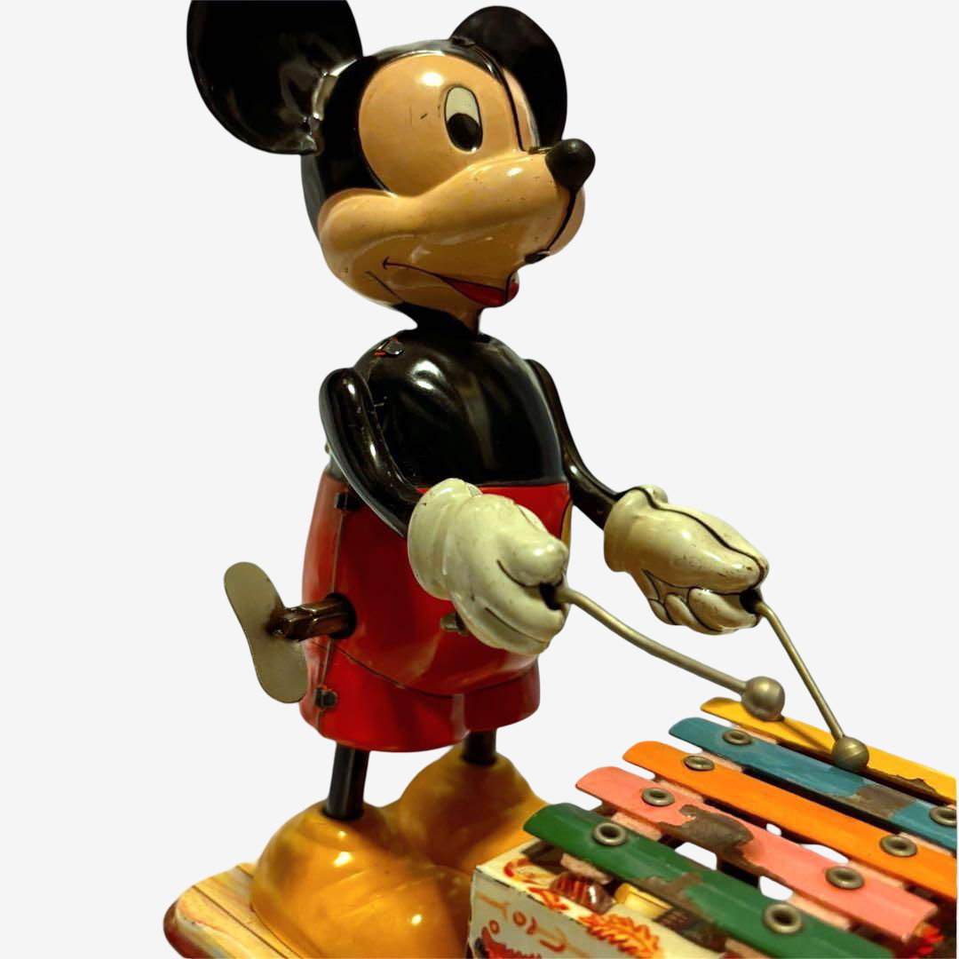 Linemar / Marx Mickey Mouse Xylophone Player · Walt Disney Productions · Wind-Up Tin Mechanical Toy · Japan, 1950s